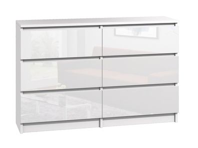 Kommode mit 6 Schubladen hochglanz Sideboard weiß Anrichte holz
