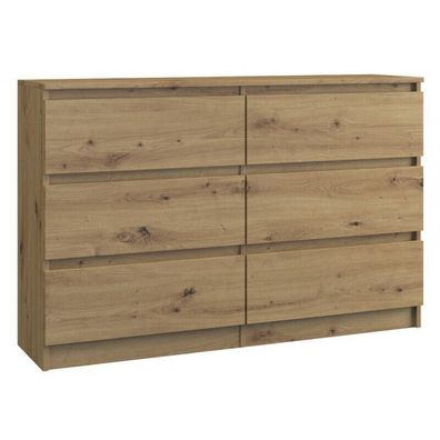 Kommode mit 6 Schubladen Sideboard artisan Anrichte holz 120cm