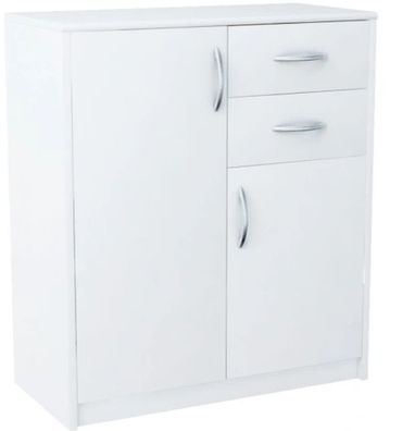 Kommode mit 2 Schubladen und 2 Schränken Anrichte weiß Holzanrichte modern