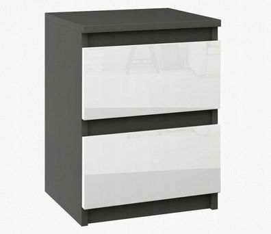 Kommode mit 2 Schubladen Nachttisch Sideboard Anrichte holz grau