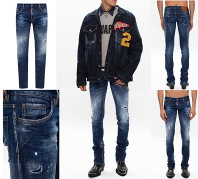 Dsquared2 JEANS Sharpei Distressed Painted Denim 5 Pocket Pants Hose Trousers 46