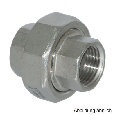 Edelstahl Verschraubung mit 2 Innengewinden, flachdichtend, Serie 330, 1"