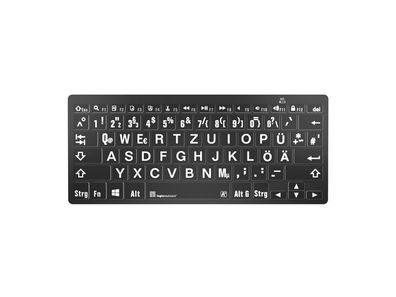 Logickeyboard XL-Print White on Black Bluetooth PC-Tastatur - Deutsch