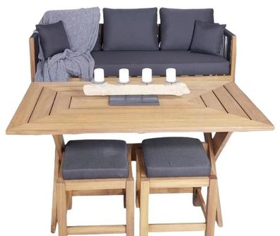 Holz Gartenmöbel Designer Sofa 3 Sitzer Esstisch Stilvoller Komplett Möbel