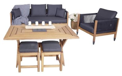 Set 3 + 1 Sitzer Stilvoller Gartenmöbel Esstisch Edle Möbel 2X Hocker 5Tlg