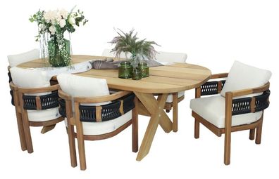 Set Gartenmöbel Esstisch Holz 6X Stühle Loungemöbel Outdoor Komplett 7Tlg