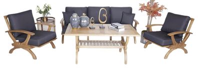 Terrassenmöbel Gartenmöbel Sofa Set 3 + 1+1 Sitzer Holz Esstisch Komplett