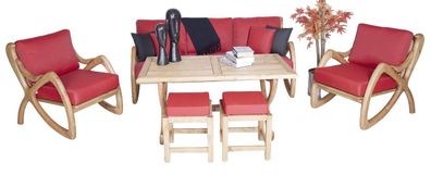 Designer Outdoor Garnitur Sofagarnitur Robuster Esstisch Edle Garten 2X Hocker