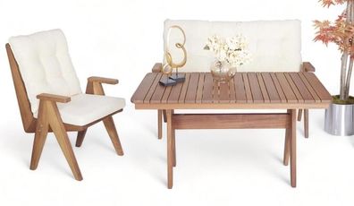 Stilvolle Komplett Gartenmöbel Sofa 3 Sitzer Sessel Sitzmöbel Esstisch