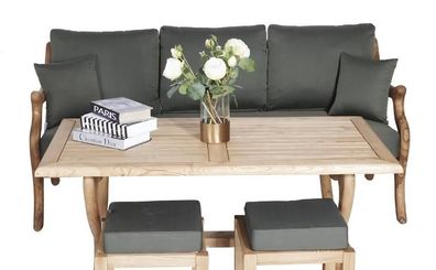 Garten Terrasse Möbel Set Sofa 3 Sitzer Holz Esstisch Modernes Gartenmöbel