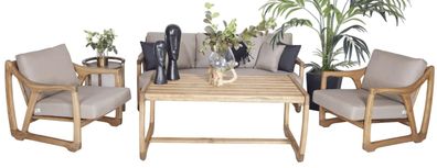 Moderne Gartenmöbel Set Sofagarnitur 3 + 1+1 Sitzer Designer Esstisch Tisch