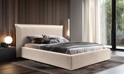 Polsterbett Doppelbett Bett AMADA 180x200cm in Stoff Pop Beige