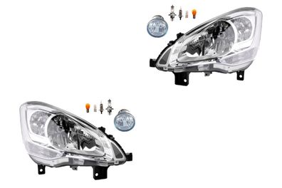 Scheinwerfer Satz Halogen passend für Citroen Berlingo 04/08-02/12 H4 + Nebel+Le