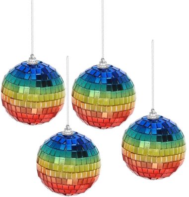 4 Stück Spiegelkugel Discokugel &Oslash; 8cm Partykugel Partydeko Weihnachtskugel