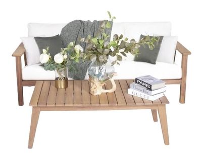 2Tlg Komplett Set Gartenmöbel Sofa 3 Sitzer Sitzmöbel Holz Designer Couchtisch