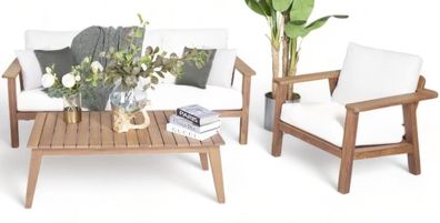 Luxuriöse Gartenmöbel Sofagarnitur 3 + 1 Sitzer Couchtisch Komplett Sitzgruppen