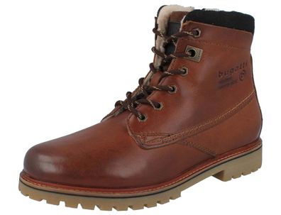 BUGATT Herren Stiefelette Schnürstiefel braun Glattleder Warmfutter