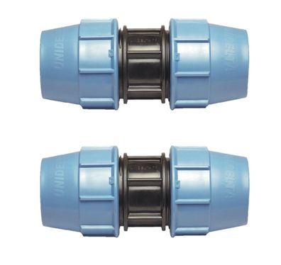 2x PP-Fitting Kupplung gerade Ø 25 mm von Unidelta 25 x 25 mm