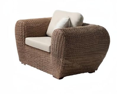 Sessel Rattan Braun Terrasse Elegantes Möbel Modern 1 Sitzer Stilvoll Sessel