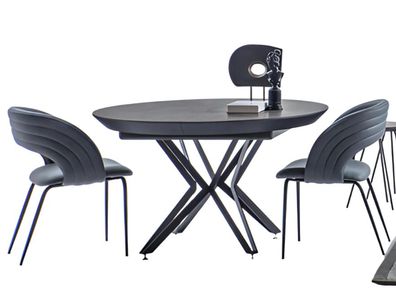 Esszimmer Set 7Tlg Esstisch Designer 6X Stühle Essgruppe Grau Rund Küchentisch