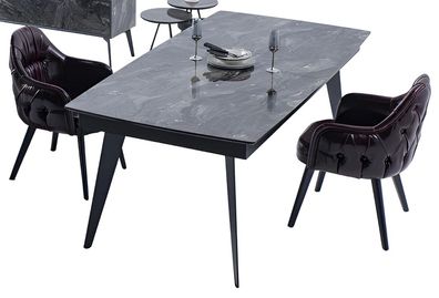 Designer Esszimmer Set 7Tlg Esstisch Essgruppe 6X Stühle Lehnstuhl Leder