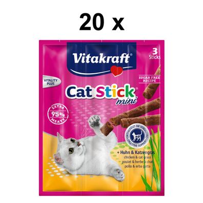 Vitakraft Katzensnack Cat-Stick mini Huhn & Katzengras - 60 x 6g