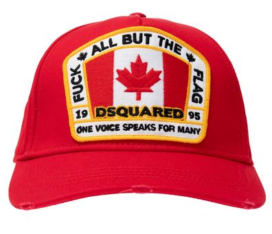 Dsquared2 FUC* THE FLAG Icon Baseballcap Kappe Basebalkappe Trucker Hat Hut Red