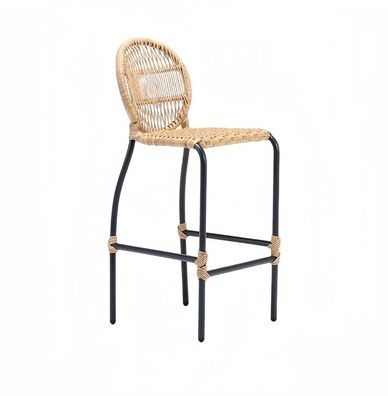 Modern Barhocker Stuhl Designer Terrasse Rattan Esszimmerstuhl Hocker Bar Beige