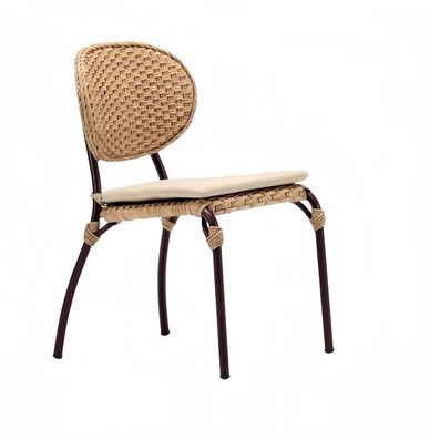 Modern Hochwertig Terrasse Stuhl Beige Luxus Stühle Stilvoll Rattan Stil