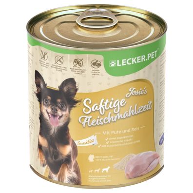 6 - 24 Stk. Lecker. Pet® Josie's Saftige Fleischmahlzeit Sensitiv mit Pute & Reis