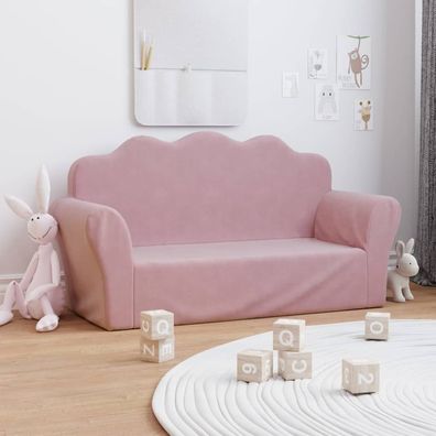 vidaXL Kindersofa 2-Sitzer Rosa Weich Plüsch