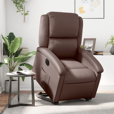 vidaXL Relaxsessel mit Aufstehhilfe Elektrisch Braun Kunstleder