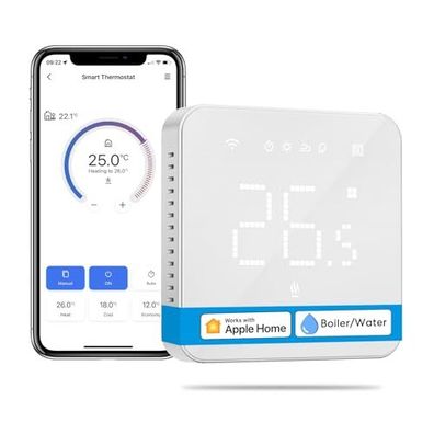 Meross Wi-Fi-Kesselthermostat mit Programmierfunktion und LED-Touchscreen, kompatibel