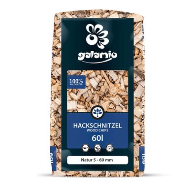 Galamio Holzhackschnitzel Natur 60l x 26 Sack 1560l Palette