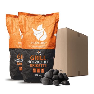 Heizfuxx Grillholzkohlebriketts 10kg x 2 Sack 20kg