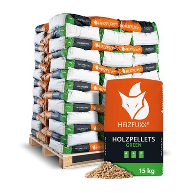 Heizfuxx Holzpellets Green 15kg x 65 Sack 975kg Palette