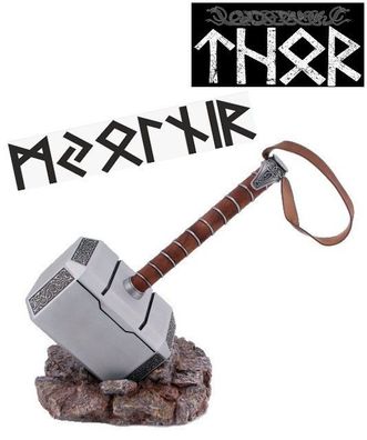 NEU THOR Thundergod HAMMER Mjölnir 5,4kg 45cm groß mit Fuß für Cosplay Sammler