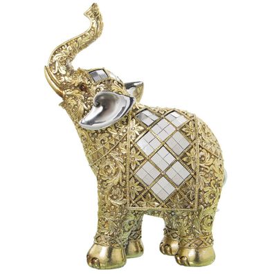 Deko-Figur Alexandra House Living Gold Kunststoff Elefant 13 x 22 x 30 cm Spi