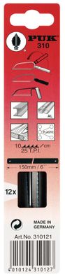 Metallsägeblatt 310 L.150mm ZpZ 25 1-s.12 St./Karte PUK