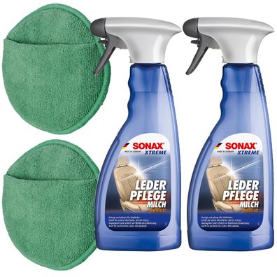 2x Sonax XTREME Leder-Pflegemilch 2x Pad Matt Leder-Schutz Reiniger Auto Pflege