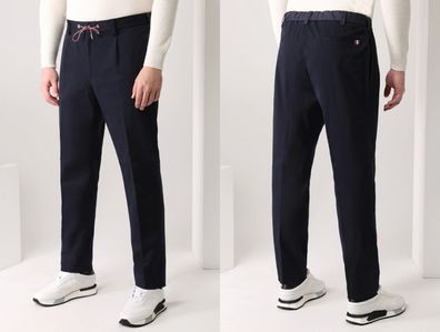 Moncler Hose Tunnelzug Jogger Pleated Twill Trousers Garbadine Navy 48