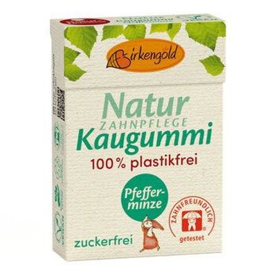 Birkengold 6x Birkengold Zahnpflege Natur Kaugummi Pfefferminze 20 Stk. 28g