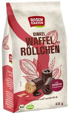 Rosengarten 3x Dinkel-Waffelröllchen Zartbitter 150g