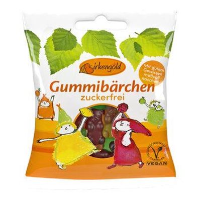 Birkengold 3x Birkengold Gummibärchen ohne Gelatine - zuckerfrei 50g