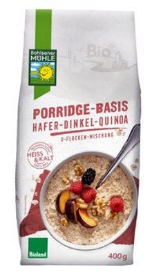 Bohlsener Mühle 6x Porridge-Basis Hafer-Dinkel-Quinoa, 3-Flocken-Mischung 400g