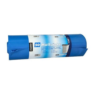 4x Starpak 50 Müllsäcke, LDPE 120 l 110 cm x 70 cm blau | Unbekannte Einheit (50 Stüc