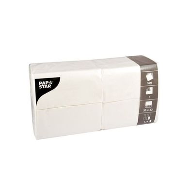 Papstar Servietten weiss 1-lagig 1/8-Falz 33 x 33 cm | Folie (500 Stück)