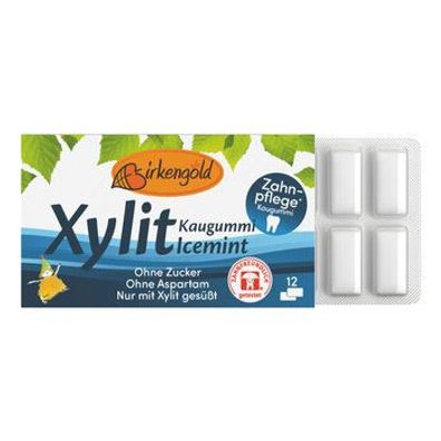 Birkengold 3x Birkengold Kaugummi Icemint (12 Stück) 17g