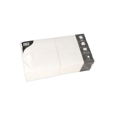 Papstar Servietten weiss 1-lagig 1/4-Falz 33 x 33 cm | Folie (500 Stück)