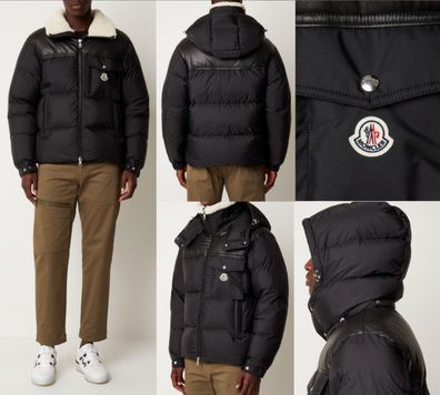 Moncler Braye Down-Jacket Hooded Coat Mantel Daunen-Jacke Sheaerling Bomber L